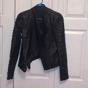 black leather coat